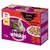 Whiskas Creamy Soups Klassische Auswahl, 12 plicuri, pentru pisici 1+ Jahre. 3x Huhn, Rind, Lamm, Geflügel. Text în germană pe ambalaj, imagine cu pisică și bol cu supă.
