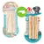 Comparison of old and new packaging for 8in1 dental sticks, showing product sticks in clear packs with icons for teeth cleaning, chicken content, and weight suitability.