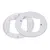 Two white plastic frames with rectangular opening and metal clips, suitable for mounting purposes.