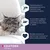 Chaton endormi, texte : protéines pour le développement musculaire, antioxydants soutiennent les défenses naturelles, recette enrichie en taurine pour la santé cardiovasculaire. Chatons 1–12 mois.