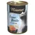 Miamor Feine Beute mit Lachs, getreidefrei, mit Taurin. Abgebildet: Weisser Katze und Lachsstück auf der Verpackung.