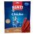 Rinti Chicko, 170 g, zarte Lammstreifen, mit 100 % Lamm*, wenig Fett ohne Zucker. Emballage bleu avec illustration de chien et lamelles de viande. Texte en allemand.