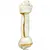Rolled chew stick with a white exterior and visible brown filling, shaped like a bone. Shows product form and texture for assessing size and composition.