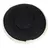 Round black padded mat with a light-coloured edge, shown from above to display its shape and surface texture.