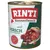 RINTI Kennerfleisch s jelenem, bez obilovin. Rinti od roku 1926 Original. Zobrazeno: kousky masa a ingredience.