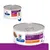 Hill's Prescription Diet Thyroid Care y/d with Chicken natvoer voor katten, blik met paarse en oranje etiketten, afbeelding van kat zichtbaar op verpakking.