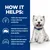 HOW IT HELPS: Visible skin improvement in dogs with food sensitivities. Nutrition shown to reduce night scratching & improve sleep quality. Supports the skin barrier against environmental irritants year-round. Az angol szöveg a képen szerepel.