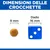 Dimensioni delle crocchette: confronto tra una crocchetta da 9 mm e un dado blu da 16 mm, con testo esplicativo sopra le immagini.