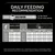 Daily feeding recommendation chart showing portion sizes by mother and puppy weight, age in months, and gestation or lactation period. Includes a daily portion calculator notice.