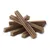 Brown, star-shaped chew sticks made from pressed material, stacked and individually visible.