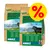 Två påsar Markus-Mühle Black Angus Adult torrfoder, 15 kg, med texten 'mit Black Angus Rind, Ente und Hering' och stor gul rabatt-symbol med röd procenttecken. Två påsar Markus-Mühle Black Angus Adult torrfoder, 15 kg, med texten 'mit Black Angus Rind, Ente und Hering' och stor gul rabatt-symbol med röd procenttecken.