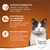 Texte en allemand : apport énergétique optimal, soutien des défenses naturelles, cartilage et articulations. Concept for Life. Chat gris et blanc sur fond orange.