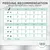 Feeding recommendation chart showing daily food amounts in grams for different dog weights and activity levels. Includes icons for weight, kcal, and reminder to provide fresh water.