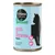 Cosma Nature kippenvlees met ham in bouillon, 100% natuurlijke ingrediënten. Afgebeeld: silhouet van een kat en iconen voor kip en ham.