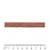 Roter Snack-Stick mit fünf Einkerbungen, Länge ca. 9 cm laut Maßstab unten im Bild.