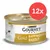 Konzerva Purina Gourmet Gold Raffiniertes Ragout, balení 12×. Na obalu je bílá kočka a nápisy značky a produktu. Konzerva Purina Gourmet Gold Raffiniertes Ragout, balení 12×. Na obalu je bílá kočka a nápisy značky a produktu.