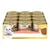 Confezione da 12 lattine Purina Gourmet Gold Straccetti con salmone per gatti, etichetta visibile con immagine di gatto bianco e piatto di straccetti.