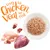Crazy for Chicken. Veal for real. Ingredients: chicken meat, veal and offal. Image of chopped meat on a plate.