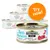 Greenwoods Delight Tuna Temptation cat food tin, visible text: grain-free recipe, limited ingredients, 75% tuna fillet. Orange badge with white text: Try now! Greenwoods Delight Tuna Temptation cat food tin, visible text: grain-free recipe, limited ingredients, 75% tuna fillet. Orange badge with white text: Try now!