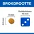 Brokformaat: brok van 9 mm breed en 3,5 mm hoog naast dobbelsteen van 16 mm. Vergelijking voor grootte-inschatting.
