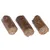 Three cylindrical brown pet food treats shown on a white background, displaying their texture and size.