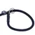 Schwarzes Hundehalsband aus geflochtenem Material mit Metallring und verstellbarem Verschluss.