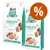 Due confezioni di Brit Care Sterilized Urinary Health Fresh Chicken per gatti adulti sterilizzati, con immagine di pollo e verdure. Simbolo percentuale arancione in alto a destra. Due confezioni di Brit Care Sterilized Urinary Health Fresh Chicken per gatti adulti sterilizzati, con immagine di pollo e verdure. Simbolo percentuale arancione in alto a destra.