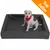 Cane con bandana rossa seduto su una cuccia rettangolare nera in materiale sintetico. Angolo arancione con testo: Top Seller. Cane con bandana rossa seduto su una cuccia rettangolare nera in materiale sintetico. Angolo arancione con testo: Top Seller.