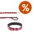 Set guinzaglio e collare Hunter in pelle rossa con croci bianche visibili, fibbia metallica. Simbolo percentuale arancione indica offerta o sconto.