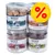 Wolf of Wilderness friandises lyophilisées : Blue River 100% filet de saumon, Wide Acres 100% cœurs de poulet, High Valley 100% foie de bœuf, Green Fields 100% poumon d’agneau, symbole % promo visible.