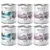 6 dåser Wolf of Wilderness Junior hundemad, varianter Blue River og Wild Hills, 800 g. Tekst: 100% grain-free recipe, fresh salmon & chicken eller fresh duck & veal med bær og urter.