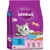 Hrană uscată pentru pisici Whiskas cu ton, 7 kg. Imaginea arată o pisică gri, bol albastru cu hrană, morcov, mazăre și text vizibil: TUNA, 1+, 100 % balanced.