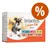 Embalagem Briantos Delicious Paté Mixed Box. Texto visível: 4 x with salmon & peas, 4 x with beef, 4 x with chicken, adult, no sugar added, no artificial flavourings, grain-free recipe.