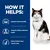 How it helps: supports thyroid health, supports kidney and heart health, helps maintain lean muscle mass. Includes icons and an animal sitting beside the text.