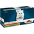 Purina Gourmet Perle, изысканные полоски в соусе, 60x85 г. Виды: говядина, курица, кролик, лосось. На упаковке белый персидский кот и сервированное мясное блюдо.