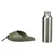 Metal bottle with TRIXIE logo and grey drinking bowl with carabiner, both shown side by side.