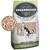 GREENWOODS 100% PLANT FIBRE natural clumping cat litter, illustration af kat, gennemsigtigt vindue med synligt grus, pose på 12,9 kg/30L. Rundt udsnit viser grusets struktur.