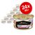 24 банки по 85 г Purina Pro Plan Adult Delicate для кошек, изображение упаковки с котом и кусочками корма, надписи: Designed to be recyclable, RICH IN TURKEY, SPÉCIALEMENT FORMULÉ.