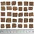 Brown, square food pieces arranged with a scale at the bottom. Piece size between 1 and 2 cm.
