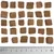 Brown, square food pieces arranged with a scale at the bottom. Piece size between 1 and 2 cm.