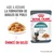 ROYAL CANIN Hairball, émincé en gelée. Texte visible : aide à réduire la formation de boules de poils. Sachet avec photo d’un chat et d’une assiette de morceaux en gelée.