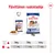 Päivittäinen ruokintaohje Royal Canin Maxi Adult L:lle: koiran paino 26 kg – 1 annos + 290 g, 35 kg – 1 annos + 370 g, 44 kg – 1 annos + 445 g. Pakkauskuvat näkyvissä.
