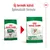 Royal Canin Mini Ageing 12+ kutyatáp régi és új csomagolása, felül: Új termék külső, Optimalizált formula. Mindkét csomagon látható a márkanév és egy kis testű kutya képe.