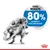 Proven results: 80% achieved a healthier weight, as shown in the image with a dog and a blue circular badge displaying this statistic.