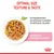 Product features: optimal size, texture and taste; no preservatives, artificial flavours or colours; instinctively preferred by kittens. Image shows a bowl of food chunks in gravy.
