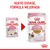 Royal Canin Kitten, 85 g. Nuevo envase y fórmula mejorada para gatitos hasta 12 meses. Texto visible: 'No preservatives', 'In jelly'. Imagen de un gato en ambos paquetes.