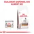ROYAL CANIN GASTROINTESTINAL LOW FAT, boîte et sac, texte visible : ÉGALEMENT DISPONIBLE EN ALIMENT SEC. Illustration de chien sur les emballages.