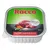 Rocco Menu, Rind mit Gemüse und Reis, angereichert mit Kohlenhydraten, 300 g. Verpackung zeigt Fleischstück, Erbsen, Karotten und Reis.