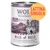 Wolf of Wilderness Wild Hills, lattina singola 400 g, 100% grain-free, anatra con frutti di bosco, radici ed erbe selvatiche. Testo in tedesco e inglese visibile sull'etichetta.