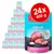 Lot de 24 boîtes Rocco Junior 400 g, dinde aux cœurs de veau et riz. Texte visible : supports healthy growth, calcium. Étiquette en anglais, allemand et français.